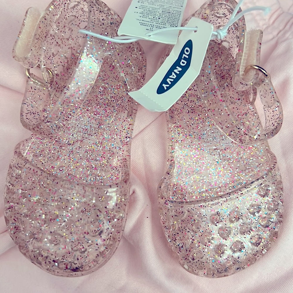 Pink glitter,Gray glitter , Old Navy sandals, 6 to 12 months jelly sandals
